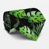 Cravate motif Feuille vert 3D 01A Black BG (Roulé)