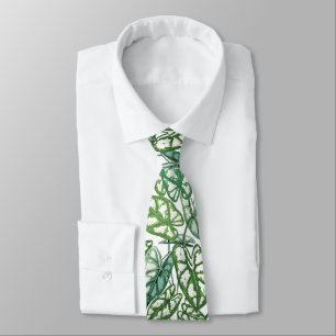 Cravate Motif Feuille vert tropical