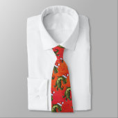 Cravate Motif Fextive TRex Dino sur rouge (Attaché)