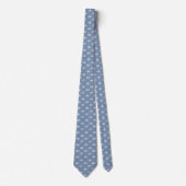 Cravate Motif Fleur Blanche Bleu Ciel Doux (Devant)