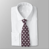 Cravate Motif Fleur de Lis Française Violet Mauve Foncé (Attaché)