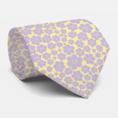 Cravate Motif Fleur - Pastel Jaune et Violet (Roulé)