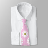 Cravate Motif Fleur Retro Daisy en rose (Attaché)