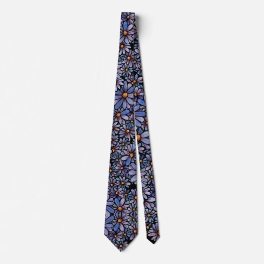Cravate Motif Fleur sauvage violet (Devant)