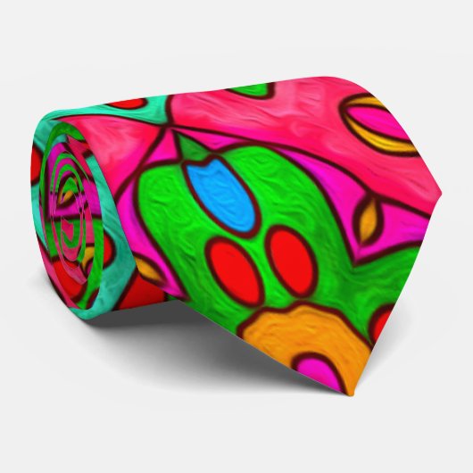 Cravate Motif Fleurs Abstraites uniques (Roulé)