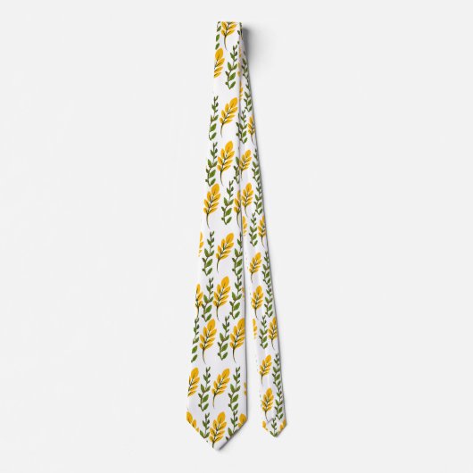 Cravate Motif Fleurs Jaunes et Vertes (Devant)