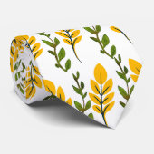 Cravate Motif Fleurs Jaunes et Vertes (Roulé)