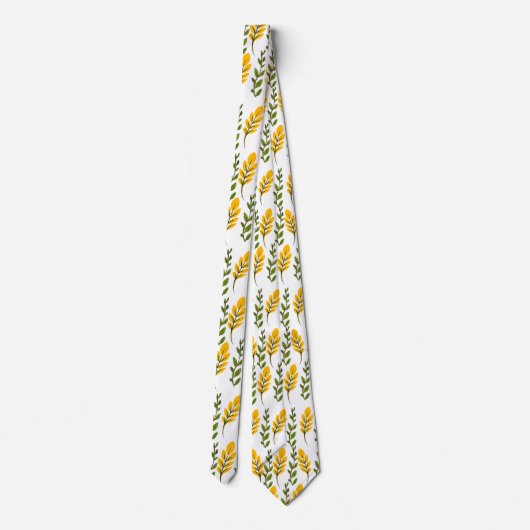 Cravate Motif Fleurs Jaunes et Vertes (Dos)