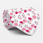 Cravate Motif Fleurs Roses (Roulé)