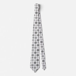 Cravate Motif flocons de neige gris argent, fond blanc