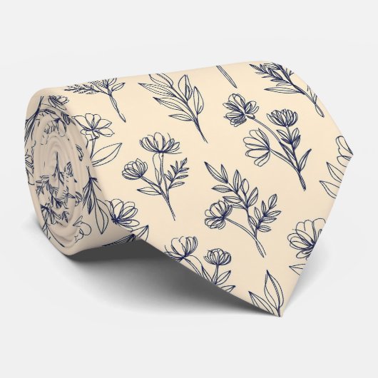 Cravate Motif floral à contour minimal (Roulé)