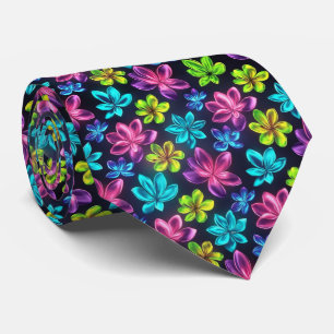 Cravate Motif floral à dégradé néon gras