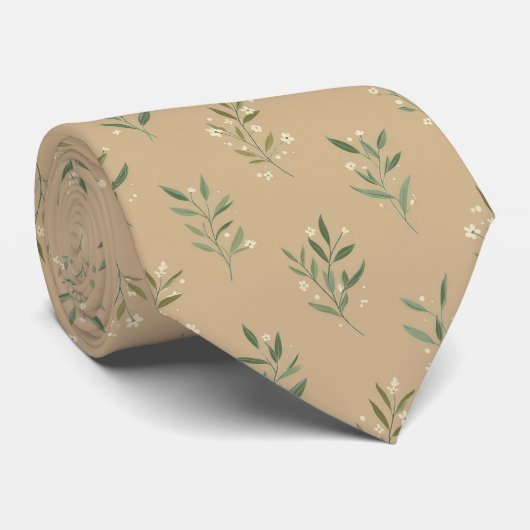 Cravate Motif floral à feuillage minimal (Roulé)