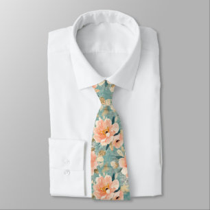 Cravate Motif floral abstrait aquarelle vintage