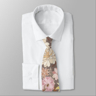 Cravate Motif floral asphaltique bohème rustique