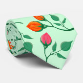 Cravate Motif floral avec fleurs roses colorées (Roulé)