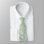 Cravate Motif Floral Blanc Et Vert Sage Paisley<br><div class="desc">Elégant blanc vintage damas à fleurs motif sur la sauge vert changeable couleur arrière - plan. Taille réglable de l'impression et de la couleur arrière - plan.</div>