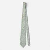 Cravate Motif Floral Blanc Et Vert Sage Paisley (Devant)