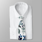 Cravate Motif floral bleu aquarelle (Attaché)