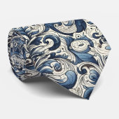 Cravate Motif floral bleu d'aquarelle moderne (Roulé)