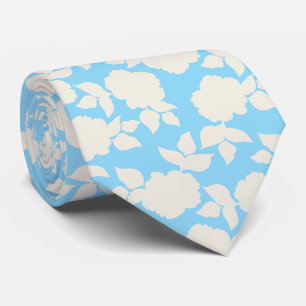 Cravate Motif floral bleu et blanc chic