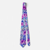 Cravate Motif Floral bleu magenta rose (Devant)