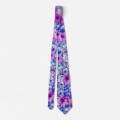 Cravate Motif Floral bleu magenta rose (Dos)