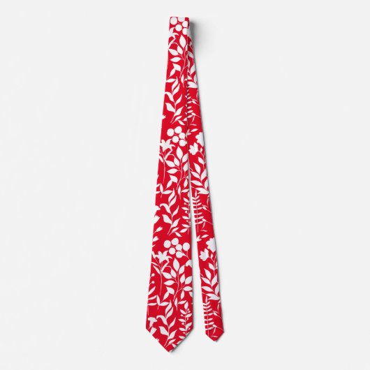Cravate Motif floral bleu ST02x4 Rouge blanc BG (Devant)