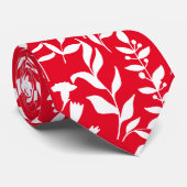 Cravate Motif floral bleu ST02x4 Rouge blanc BG (Roulé)