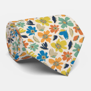 Cravate Motif floral bohème dessiné à la main de manière a