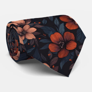 Cravate Motif floral bordeaux fleurs en fleurs