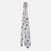 Cravate Motif floral botanique noir blanc (Dos)