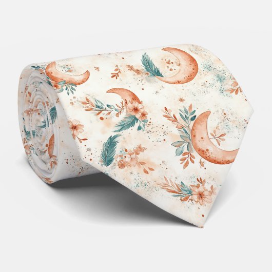 Cravate Motif floral céleste (4) (Roulé)