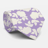 Cravate Motif floral chic violet & blanc (Roulé)