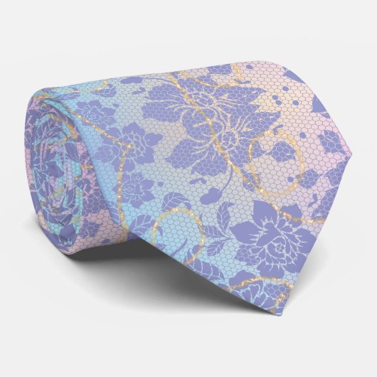 CRAVATE MOTIF FLORAL COULEUR LILA (Roulé)