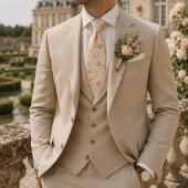 Cravate Motif floral crème et pêche