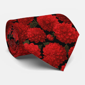 Cravate Motif floral Dahlia rouge