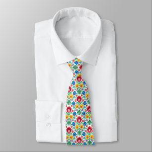 Cravate Motif floral d'art populaire de coeur