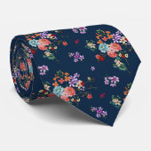 Cravate Motif floral de bouquet rose (Roulé)