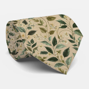 Cravate Motif floral de feuille botanique