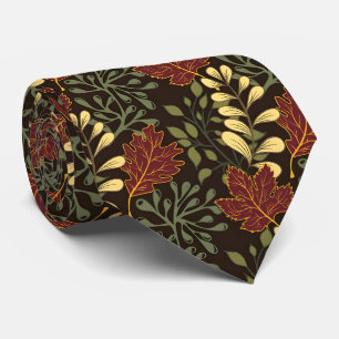 Cravate Motif floral de feuilles d'érable rouge foncé