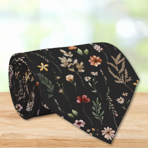 Cravate Motif floral de fleurs sauvages jolies aquarelle 