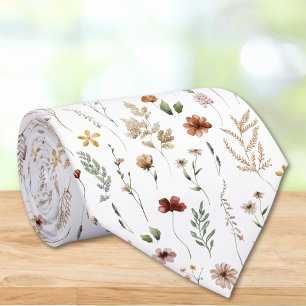 Cravate Motif floral de fleurs sauvages jolies aquarelle 