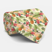 Cravate Motif floral de fruit d'ananas hawaïen tropical (Roulé)