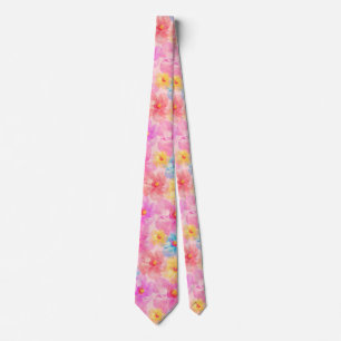 Cravate Motif floral de l'aquarelle rétro