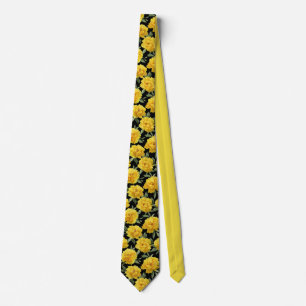 Cravate Motif floral de pivoine jaune