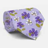 Cravate Motif floral de printemps en violet (Roulé)