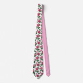 Cravate Motif floral de rose rose (Devant)