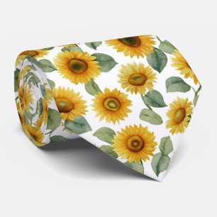 Cravate Motif floral de tournesol à l'aquarelle