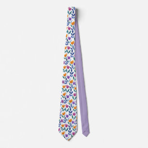 Cravate Motif floral de tulipe coloré